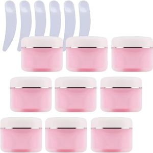 YKMYXZ, Pak van 12, lege roze dubbelwandige plastic cosmetische potten van 150 ml met zilveren lint, container for gezichtscrème