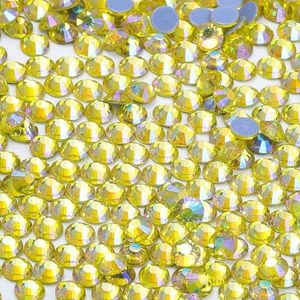 SS6-SS20 1440 stuks/zak hotfix glazen ronde strass steentjes trouwjurk decoratie kristal voor nail art diy accessoires-citrien AB-SS12(3-3.2mm)-1440 stuks