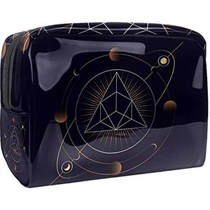 Geometrische Driehoek Ster Roze Geel Make-up Tas voor Portemonnee Draagbare Reizen Organizer Tas voor Toiletartikelen Schoonheidstas Waterdichte Geometrische Driehoek Ster Roze Geel Cosmetische Tassen voor Vrouwen