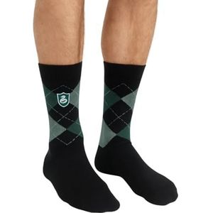 Gelicentieerde Harry Potter Zwadderich Argyle gebreide sokken Zwadderich Logo geborduurd maat 6-11, Zwart, Eén Maat
