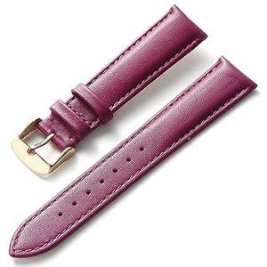 LUGEMA Horloge lederen band mannen en vrouwen zakelijke band rood bruin blauw 14mm 16mm 18mm 20mm 22mm 24mm lederen horloge accessoires (Color : Purple rose, Size : 15mm)