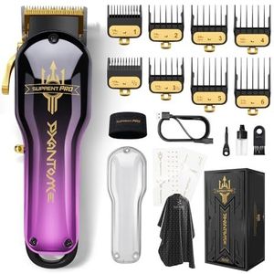 SUPRENT Professionele tondeuse voor mannen - kappersschaar DLC-gecoat mes en borstelloze motor - oplaadbare haarknipset met doe-het-zelf aanpasbare behuizing (paars)