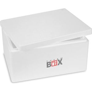 THERM BOX Styrofoam box Thermobox voor eten & drinken - Styrofoam koeler & warmer (40x30x21cm - 12,24L volume) Herbruikbaar