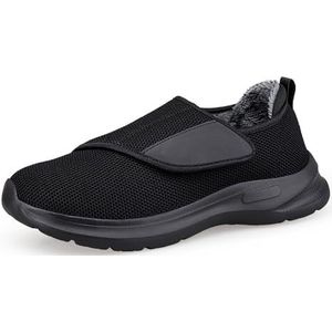 kumosaga Sneakers met bontvoering for heren en dames, warme winterse klittenband enkellaarsjes for de sneeuw, lage antislip- en ademende wandelschoenen for buiten(Noir,46)