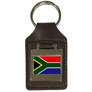 Lederen sleutelhanger Gegraveerd Zuid-Afrika Vlag