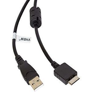 vhbw USB datakabel (type A op MP3-speler) oplaadkabel geschikt voor Sony Walkman NWZ-S764, NWZ-S765 MP3-speler - zwart, 150cm