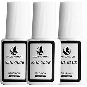 Nagel Lijm Met Penseel 7ML MAGIC ARMOR 3pcs Nagellijm Extra Sterke Nagellijm Voor Tips Geschikt voor het repareren van gescheurde natuurlijke nagels Nagellijm voor kunstmatige nagels Voor DIY Nail Art