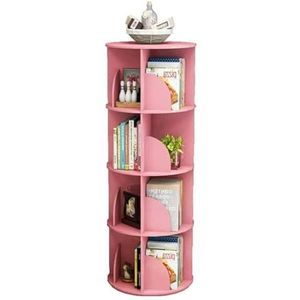 Boekenkast Boekenrek 360° Draaibare Boekenplank Houten Boekenkast Boekenplanken Opbergplank Vloerstaande Boekenplank Voor Slaapkamer Woonkamer Boekenplank Boekenkasten (Color : Rosa, Size : 4 Tier)