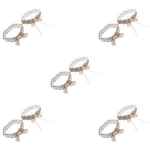 5 set van 2 stuks dames kant bloem been jarretelgordel ringen bruin, 33 cm