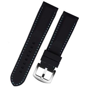dayeer Zachte heren siliconen horlogeband voor MIDO Sport rubberen vervangende bandarmband (Color : Black Blue Silver, Size : 20mm)