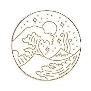 Ronde Broche Zon En Maan Ster Ocean Wave Emaille Pin Cartoon Camping Badge Voor Vrouwen Mannen Shirts Denim Reversspeldjes Sieraden