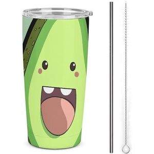 AQRJLPM Happy Cow Fruit Auto Cup RVS Tumbler met rietje en deksels Lekvrij Geïsoleerde Roestvrij Staal Reizen Koffie Mok Pobtable voor Koude Warme Dranken Camping