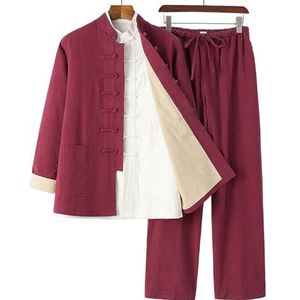 RVUEM Kung Fu Suit Sets, Tai Chi Uniform Shirt, Training Clothes Apparel Clothing, QiGong Martial Arts Wing Chun Shaolin Kung Fu Shirt, Tang Suit 3 Piece Set,005,3XL