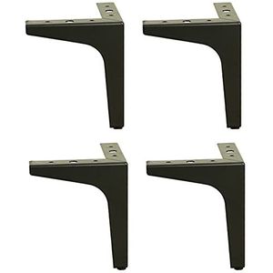 Meubelvoetbevestigingen, 4 stuks poten, zware diyniture metalen tafelpoten met gratis schroeven en beschermvoeten, perfect for kast, kledingkast, tv-kasten, laden/zwart/13 cm/5,11 inch (Color : Black