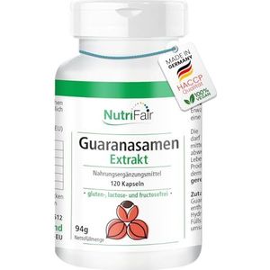 Guaranazaad Extract - met Cafeïne & Vitamine B6-120 Capsules - Hoge Dosis - 100% Veganistisch - Duitse Productie & Laboratoriumonderzoek - NutriFair | Premium & Fair