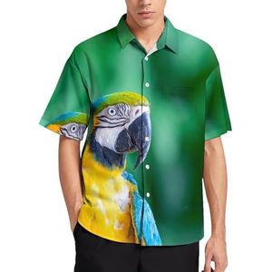 Macaw papegaai zomer heren shirts casual korte mouw button down blouse strand top met zak 3XL
