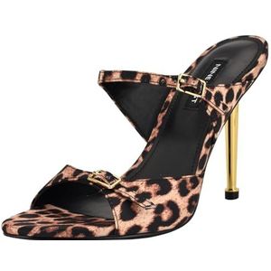 Nine West Reida-sandaal met hak voor dames, Luipaard Satijn 101, 38 EU