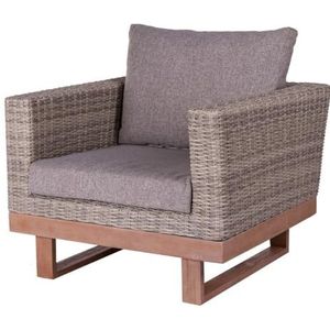 BigBuy Home Tuinstoel Patsy, grijs, hout, aluminium, rotan, 88 x 89 x 64,5 cm
