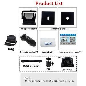 Teleprompter, Draagbare Prompter Smartphone Teleprompter for Nieuws Live Interview Spraak DSLR-camera's Mobiele telefoon met afstandsbediening, Online onderwijs livestreaming(T3-165B)
