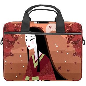 Japanse Vrouw Laptop Schouder Messenger Bag Crossbody Aktetas Messenger Sleeve voor 13 13.3 14.5 Inch Laptop Tablet Beschermen Tote Bag Case, Meerkleurig, 11x14.5x1.2in /28x36.8x3 cm