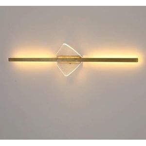 LANGDU Moderne minimalistische LED-wandlampen for thuis, gouden lineaire ijdelheidslamp, moderne acryl wandkandelaar for slaapkamer, nachtkastje, studie, trap, hal, keuken, wandgemonteerde lamp (Colo