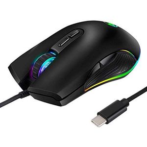 RGB LED Gaming Muizen, 3200 DPI, Bedrade USB C-poort voor Apple MacBook Pro 2017/2016, MacBook 14-inch, Chromebook, Windows PC, Computer of Laptops met Type C-poort