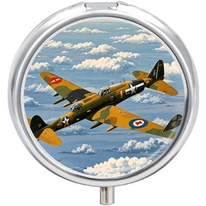 Wereldoorlog 2 Vliegtuigen Vliegtuig Pillendoos Waterdichte Draagbare Geneeskunde Pil Case Vochtbestendige Metalen Reizen Pillendoos met 3 Compartimenten Medicijnkoffer