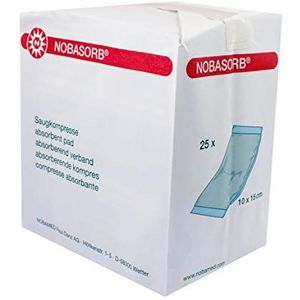 NOBASORB niet-steriele zuigcompressen, afmetingen: 10 cm x 15 cm, 25 stuks