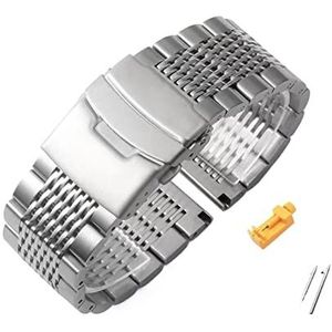 18 20 22 24mm Roestvrij Stalen Horloge Band for Samsung for Galaxy Horloge 5 40mm 44MM 4 3 41 45mm Bandjes for Huawei for GT3 for Seiko Armband (Color : Silver and tool, Size : 22mm)