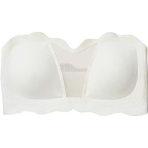 Plus Size Strapless Bh Zomer Dunne Onzichtbare Bralette Sexy Mesh Patchwork Bandeau Bh's Met Afneembare Schouderband(Color:White,Size:XL)