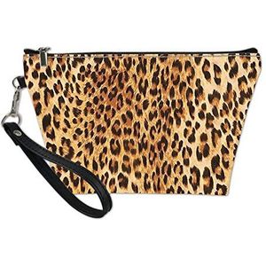SEANATIVE Cosmetische tas voor vrouwen meisje,Mode luipaard patroon PUleather waterdichte handige make-up zakje