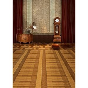 A.Monamour Vintage kamer interieur bruin houten vloer wandklok decoratie muurschildering stof vinyl fotografie achtergronden