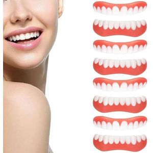 Wttfc 4 paar facings voor valse tanden, clip-in veneers tanden, instant veneers kunstgebitten, nepgebitten beugels, clip-in veneers boven en onder, blekende cosmetische veneers tandenset