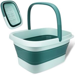 WUSUPU 15L Opvouwbaar Voetbad,voetenbad met Handvat & Massagefunctie | Pedicure voor Ontspanning & Voetverzorging | Voetbad,Ergonomisch opvouwbaar,Lichtgewicht & Ruimtebesparend – Lichtgroen