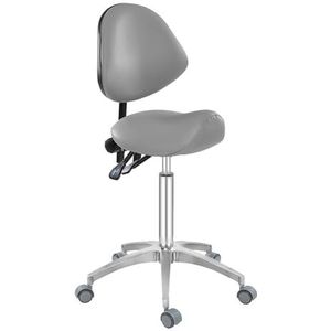 JAVPTAV Zadelstoel, zware zadelkruk met wielen en rugleuning, draaibaar, in hoogte verstelbaar, voor salon spa, schoonheidsmassage, tandartspraktijk, thuiskantoor gebruik (grijs)