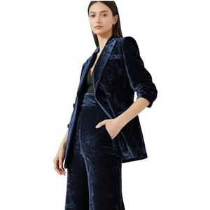 2 STKS Fluwelen Pantsuits Vrouwen Double Breasted Voering Dames Business Office Smoking Casual Party Suits, marineblauw, XS