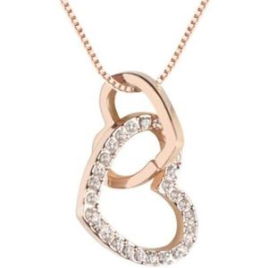 Quadiva E! Ketting 'Hart', gedecoreerd met Swarovski-kristallen, kleur: 18 k roségoud verguld