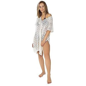 Gräfenstayn Strandjurk - Oeko - Tex Standaard - Bikini Cover UP of Strand Poncho, Zomerjurk ideaal als Strand Kimono, Tuniek of Badpak (L-XL Wit-Crème)