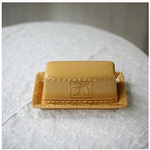 botervloot Keramische boterschotel, boteropbergdoos met deksel, snackbox met deksel, kan rechthoekige botercontainer worden gebruikt als een geschenk Boter Schotel
