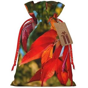 Herfst rode bladeren en vruchten trekkoord kerstcadeau tas-met rustieke aantrekkingskracht, perfect voor al uw geschenkbehoeften