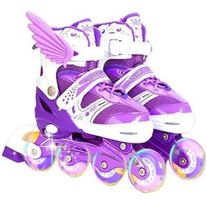 HAOXU Inlineskates voor kinderen, verstelbare inline skates met oplichtende wielen, voor binnen en buiten, voor kinderen, jongens en meisjes