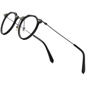 Halloween-cadeau Modieuze montuur, Brilmonturen Unisex Acetaat Titanium Rond Veelhoekig Multicolor(Black)