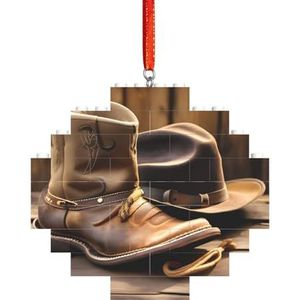 Cowboyhoed en laarzen Spannende Diamond Building Block Puzzle-Engaging,Stress-verlichtende leuke puzzel