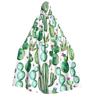 Bxzpzplj Cactus bloemenprint uniseks mantel met capuchon voor mannen en vrouwen, carnaval thema feest decor capuchon mantel