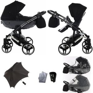 Nieuw! Originele Junama Diamond S-Line v2 Combikinderwagen 2-in-1 Exclusive Prams (03 zwart - grijs)