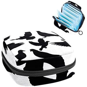 Maandverband Opbergtas,Draagbare maandverband Opbergzak,Duif, Meerkleurig, 4.7x6.6x6.6 in/12x17x17 cm