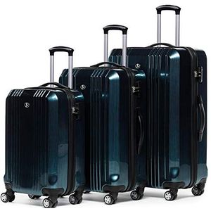 FERGÉ 3-delige koffer-set Reisbagage CANNES premium harde spinner premium bagage-koffer blauw