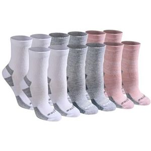 Dickies Dri-tech Advanced Moisture Wicking Mid-crew sokken, verkrijgbaar in M-l (6,12 paar) sokken, Wit Assortiment (12 paar), Medium