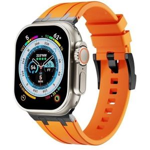 INSTR Zachte Siliconen Band voor Apple Horloge Serie 9 8 7 se 6 5 4 42mm 44mm 45mm Sport Armband voor iWatch Ultra 2 49mm Mannen Rubberen Band(Color:Black orange,Size:44mm)