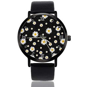 Mooie Daisy Bloemen Bloem Dames Polshorloge Ultra Dunne Case Extreem Eenvoudige Analoge Polshorloge Vrouwen Ultra Dunne Horloge Japans Quartz Beweging